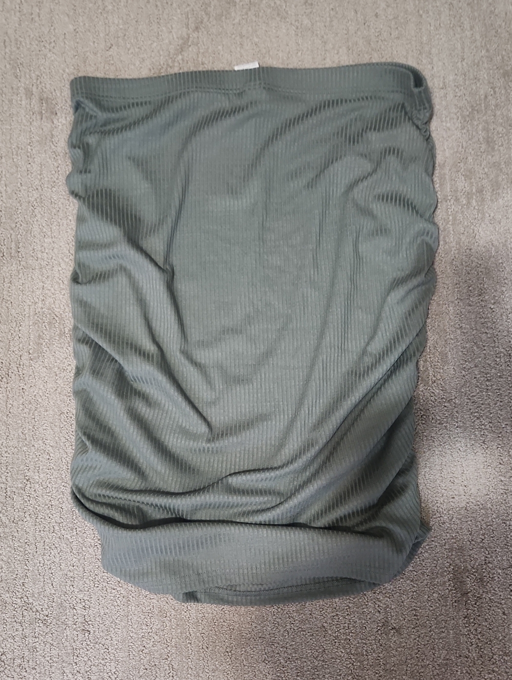 Stretch Ribbed Mini Skirt in Olive Green